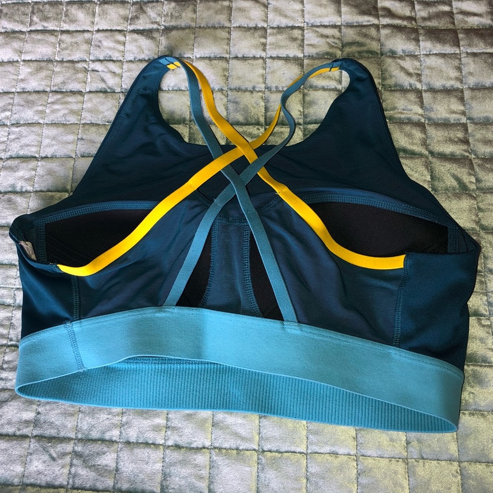 Adidas Blue and Yellow Strappy Back Sports Bra